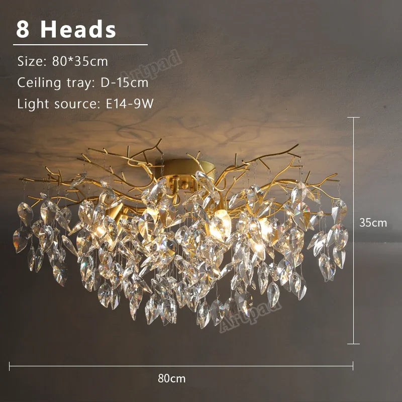 Afralia™ Vintage Crystal Ceiling Lamp LED Chandelier for Living Room & Bedroom