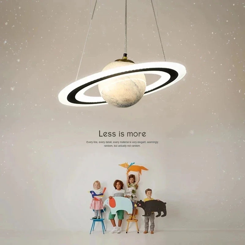 Afralia™ Children's Planet Earth Pendant Lamp: Acrylic Space Star Theme LED Hanging Light