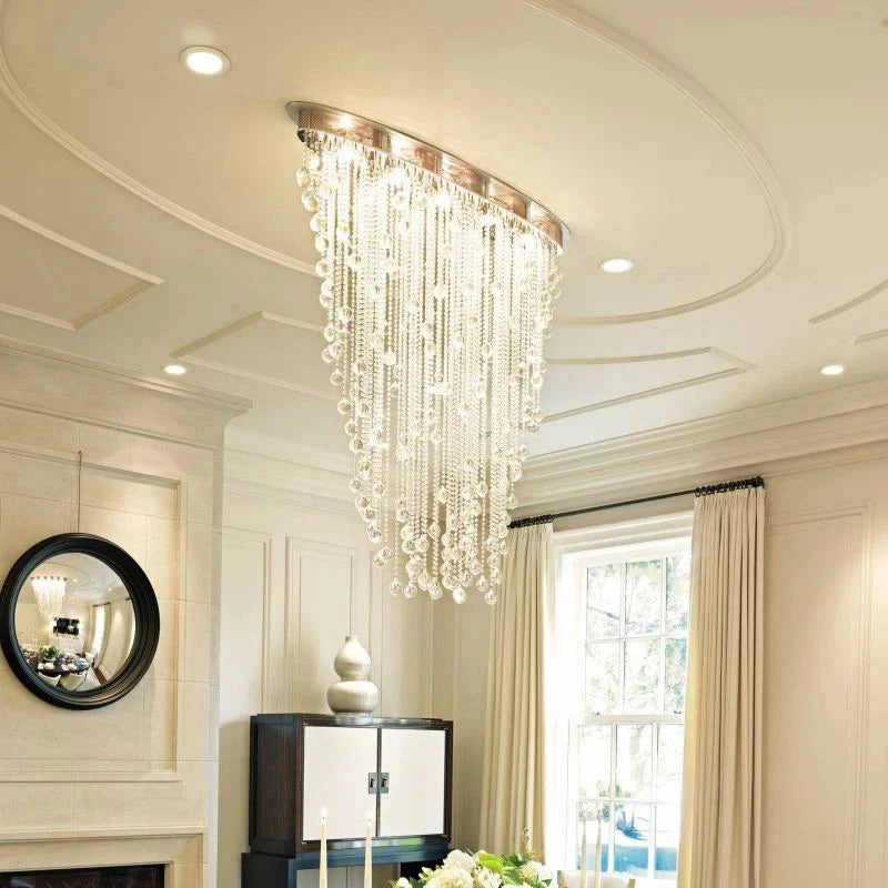 Afralia™ Modern Crystal Chandelier Oval Design LED Flush Mount Luxury Lighting
