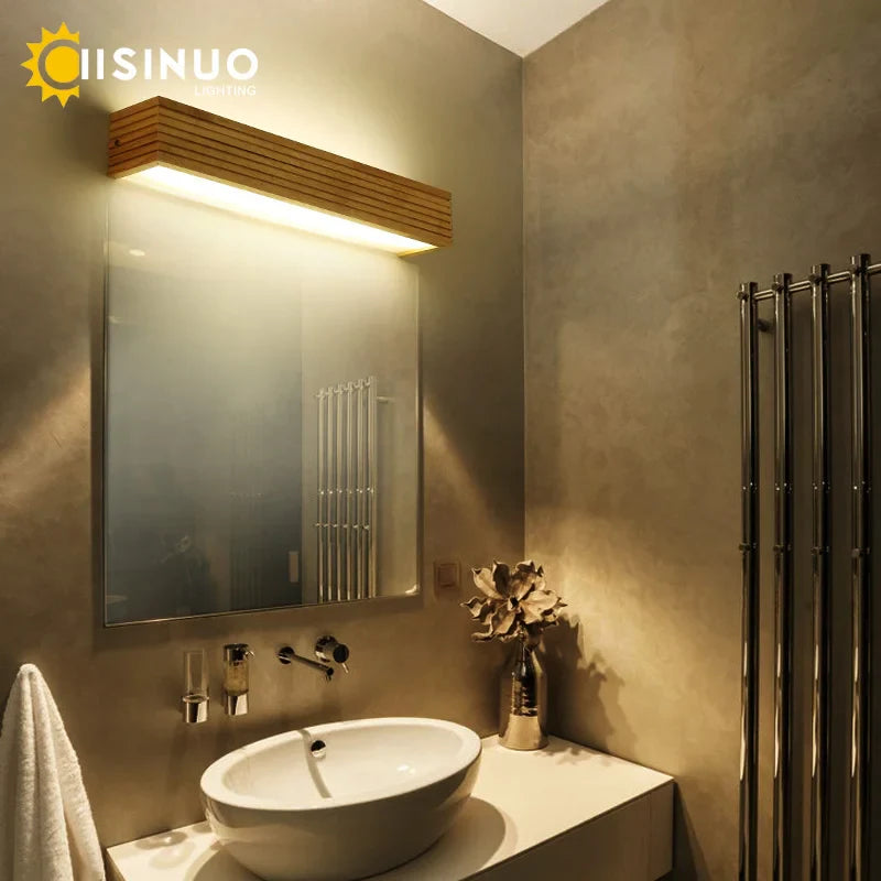 Afralia™ Nordic Wooden LED Wall Sconce for Bedroom, Living Room, Bathroom