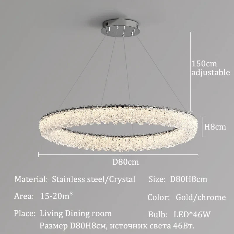 Afralia™ Crystal LED Chandelier Ceiling Light Modern Living Room Decor Pendant Lamp