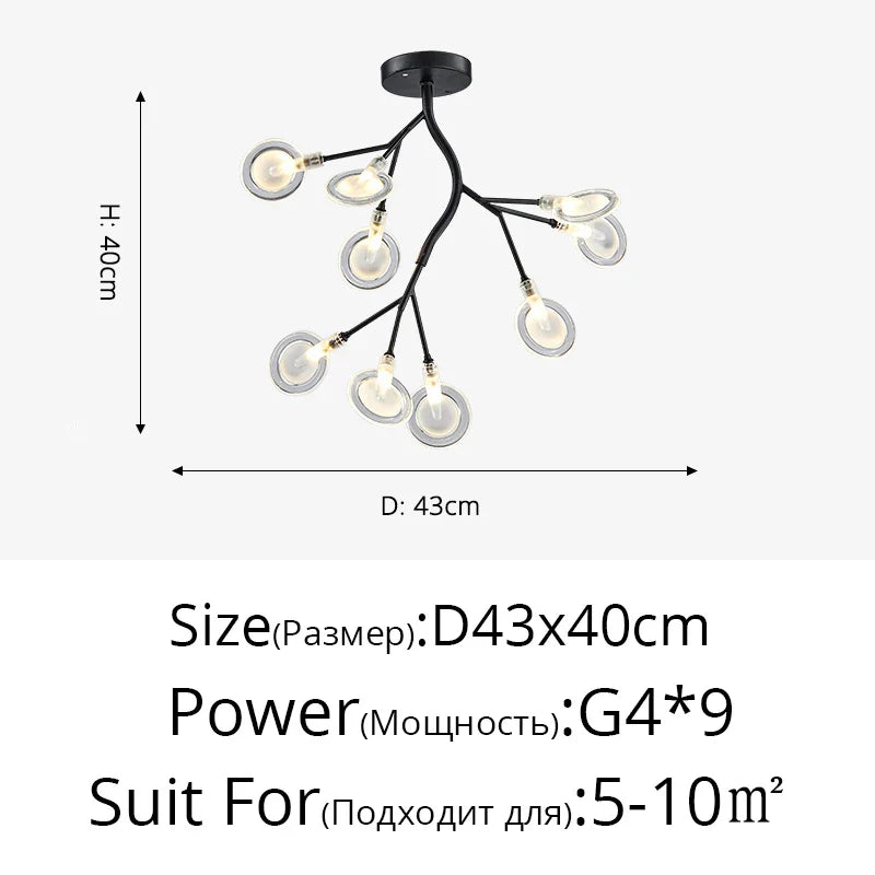 Firefly LED Chandelier by Afralia™ - Black Gold Ceiling Pendant for Home Decor