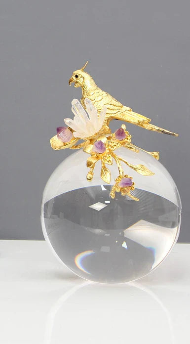 Afralia™ Golden Bird Brass Sculpture Modern Home Decor Artwork Statue
