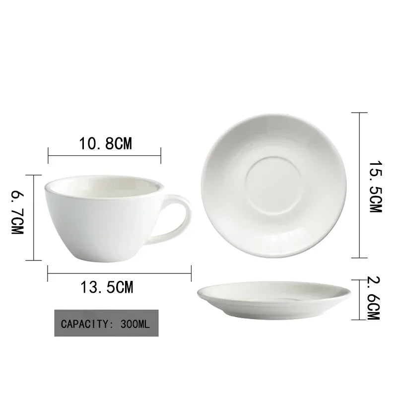 Afralia™ Ceramic Coffee Cup and Saucer Set - Latte Cups Tea Mug Breakfast Afternoon Teacup