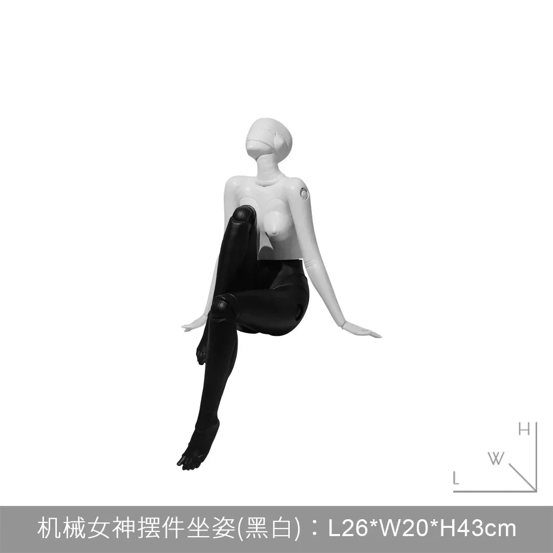 Afralia™ Sorayama Mechanical Goddess Figure Sculpture - Desktop Ornament