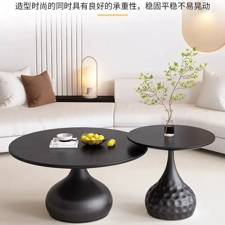 Afralia™ Solid Wood Round Coffee Table Set for Simple Nordic Living Room