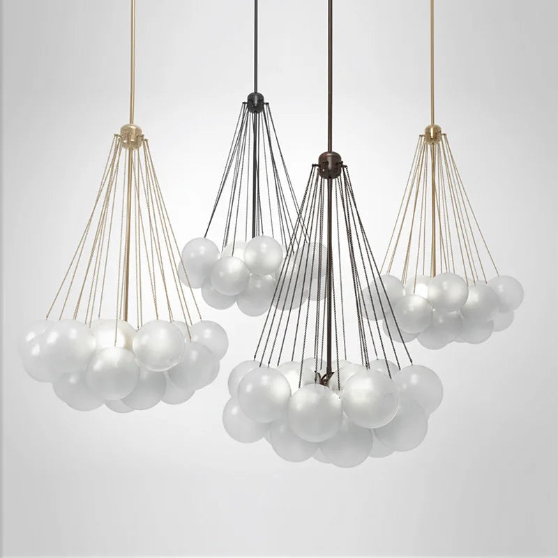 Afralia™ Scandinavian Bubble Glass Chandelier Pendant Light E27 Bulb