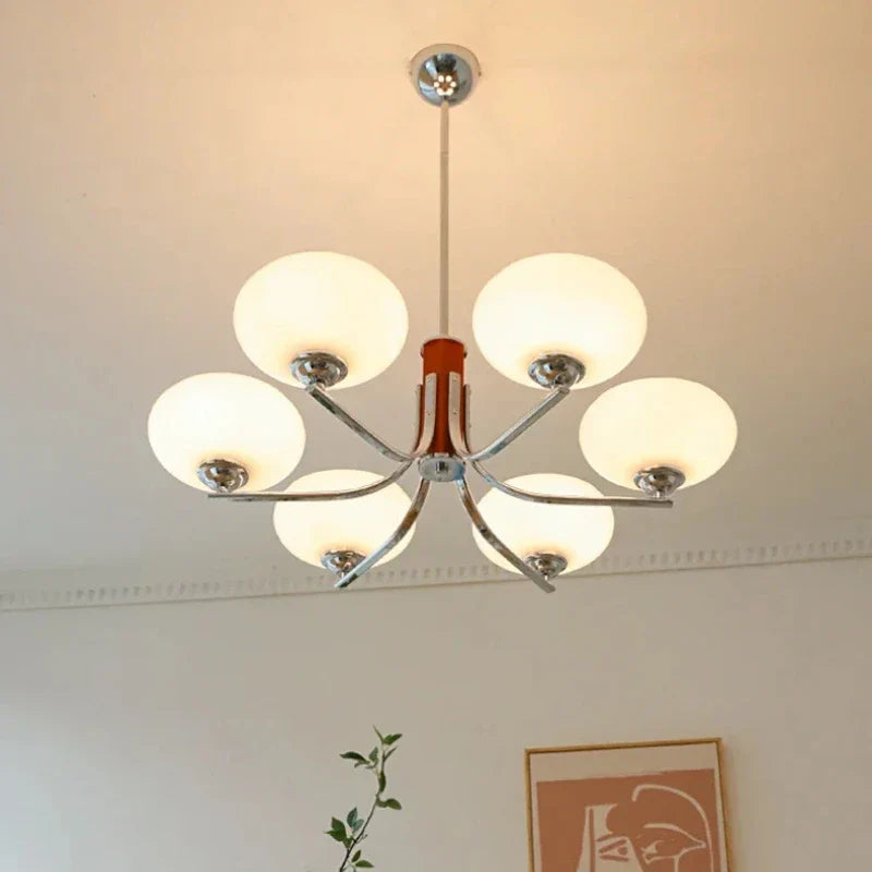 Afralia™ Milk White Glass Pendant Chandelier: Retro Bauhaus Style for Bedroom, Living Room, Restaurant