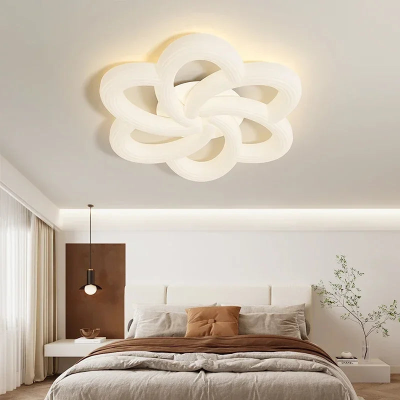 Afralia™ Nordic Flower LED Ceiling Light for Living Room Bedroom - Creamy Style