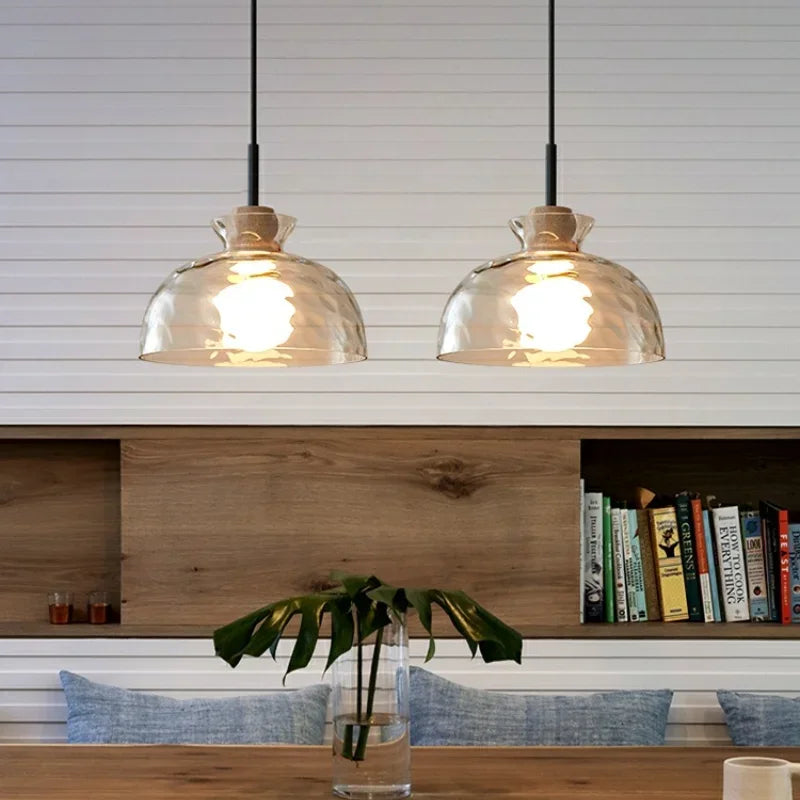 Afralia™ Clear Glass Pendant Lamp with LED Lights for Home Decor