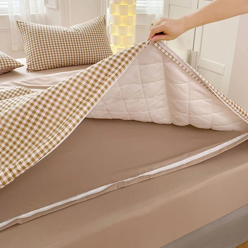 Afralia™ Cotton Quilted Duvet Cover Soft Comforter Skin-Friendly Bedclothes