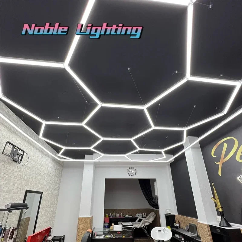 Afralia™ Hexagon LED Ceiling Light for Barbershop and Garage Hair Salon