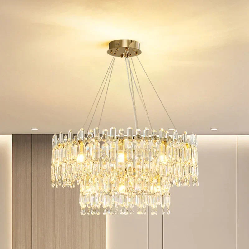 Afralia™ Luxury Crystal Ceiling Chandelier for Home Decor & Lighting