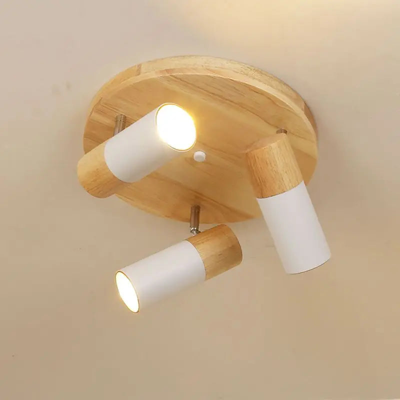 Afralia™ Rotatable Multihead LED Wooden Ceiling Light for Bedroom and Living Room