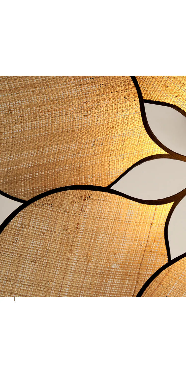 Afralia™ Wabi-sabi Big Flower Rattan Bamboo Pendant Lamps