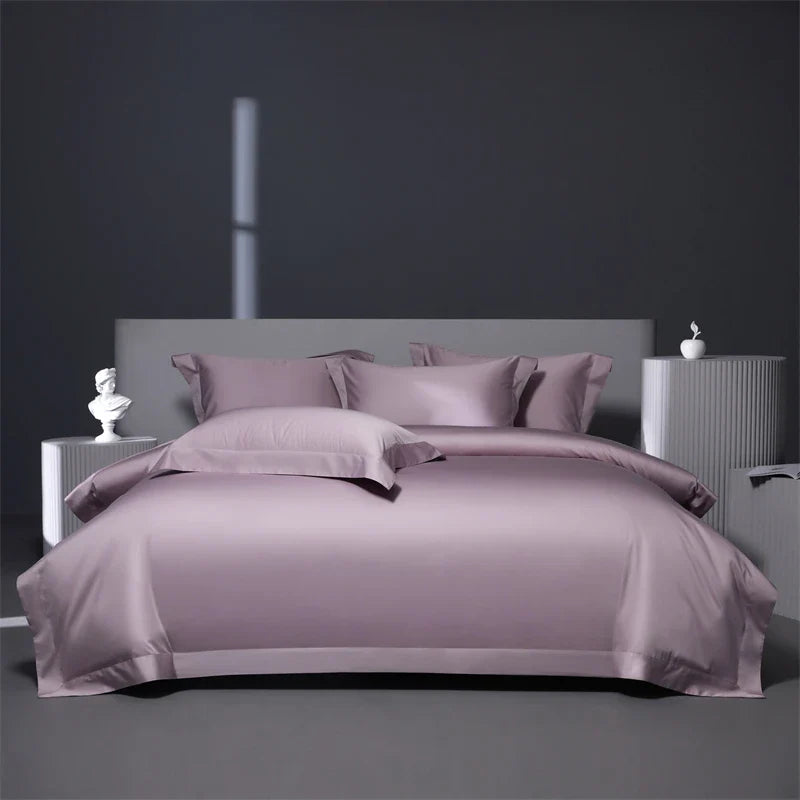 Afralia™ Burgundy Red Egyptian Cotton Bedding Set - Soft Silky Solid Color Luxe Duvet Cover, Sheet, Pillowcases