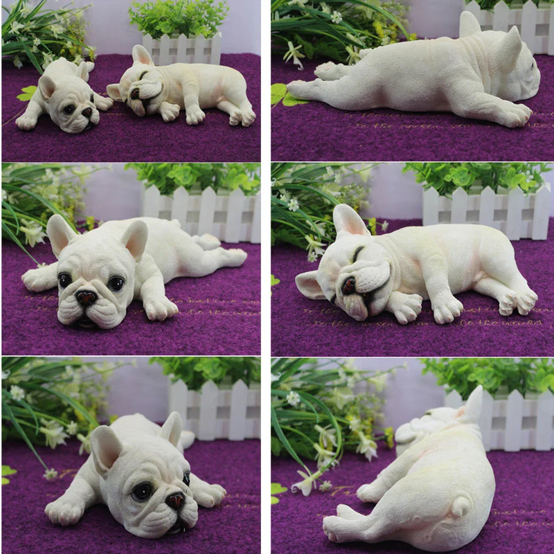 Afralia™ Sleepy Bulldog Sculpture Ornaments for Garden and Car Interior Decor