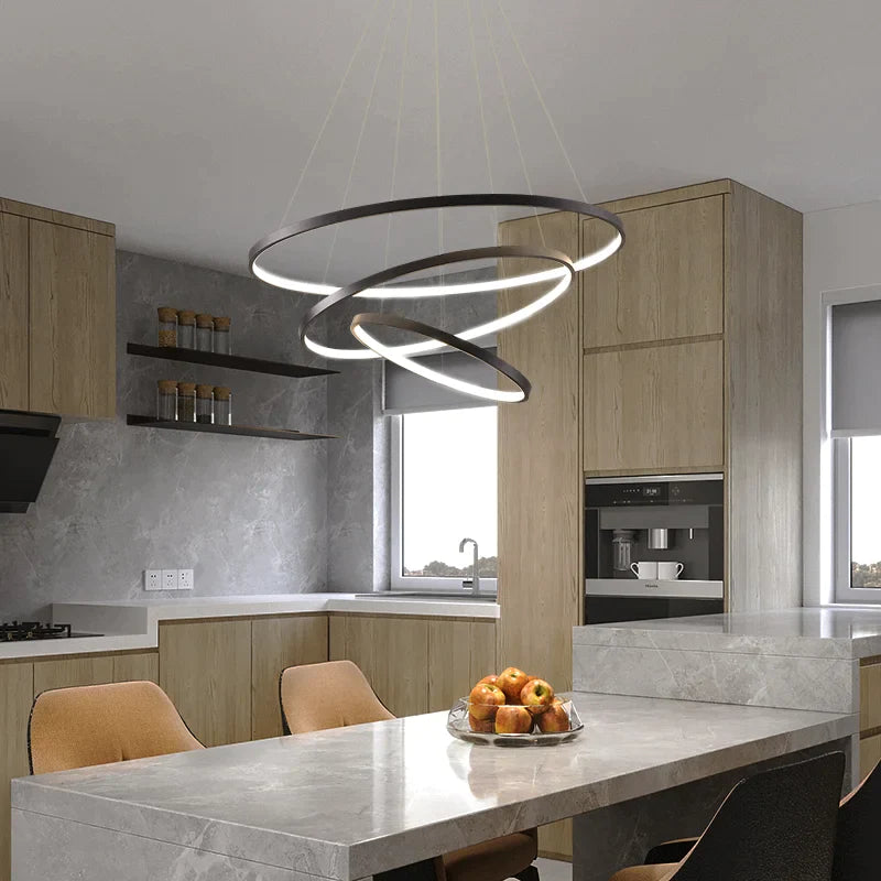 Afralia™ Modern LED Pendant Light Aluminum Chandelier Circle Rings Indoor Luxury Lighting