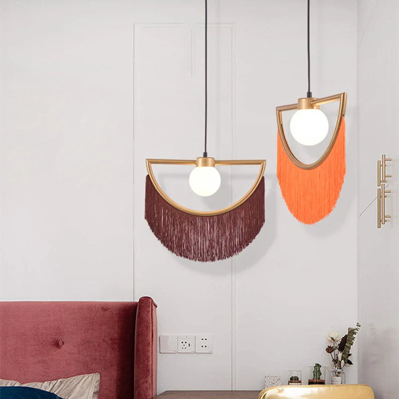 Afralia™ Eyelash Style LED Tassel Pendant Lamp for Bedroom and Living Room