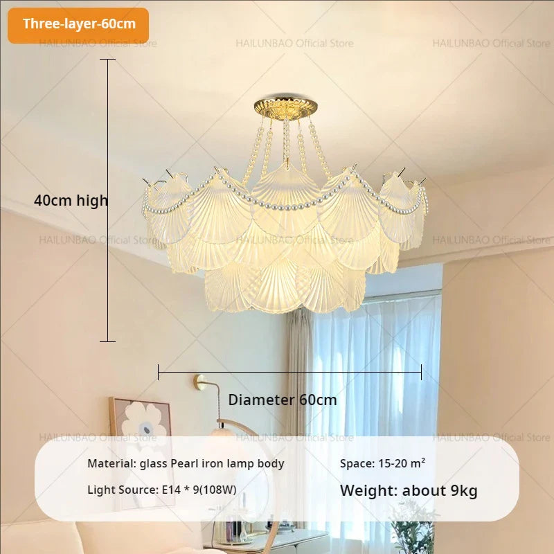 Afralia™ Pearl Feather Crystal Chandelier: French Romantic Lighting for Superior Living & Bedroom