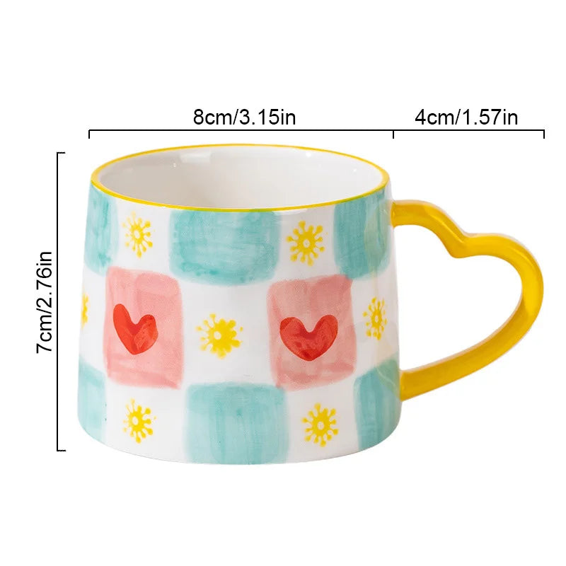 Afralia™ Love Heart Ceramic Mug: Hand-Painted Coffee Cup for Valentine's Day Gift