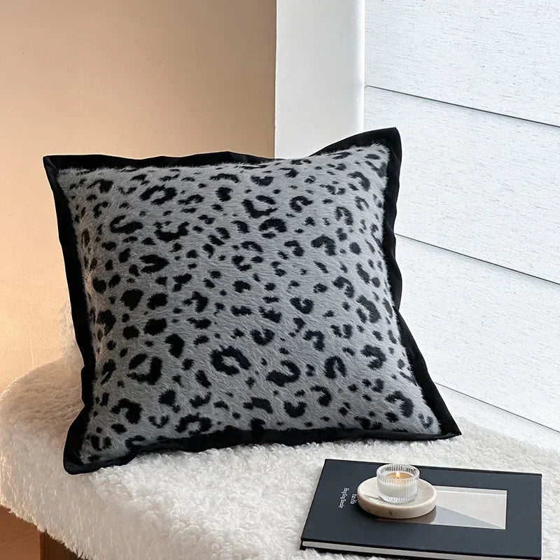 Afralia™ Luxury Leopard Print Mink Fur Sofa Pillow - Soft, Fluffy Decorative Cushion