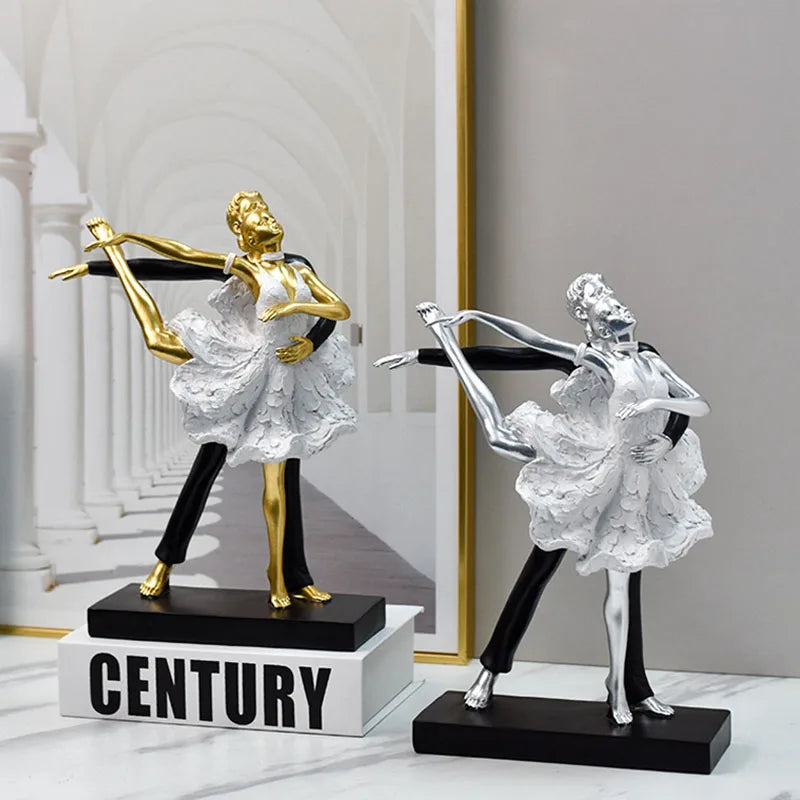 Afralia™ Ballet Dance Girl Double Statue for Home Decor and Desktop Accessories