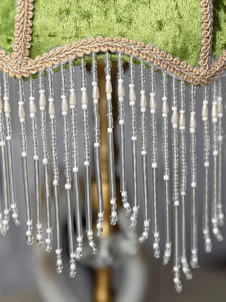 Afralia™ Gold Lustre Tassel Table Lamp LED E27 Vintage Classical for Bedroom Girls