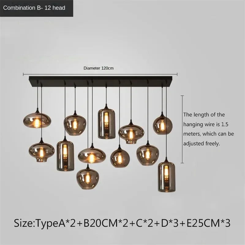 Afralia™ LED Glass Pendant Chandelier for Kitchen Dining Bar Décor