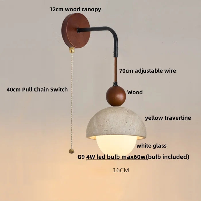 Afralia™ White Glass LED Wall Light Sconce with Pull Chain Switch for Bedroom and Bar