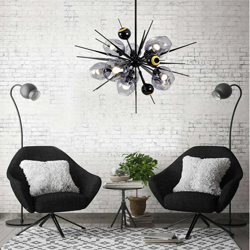 Afralia™ Luxury Glass Ball Chandelier LED Pendant Light for Living Room, Bedroom, and Hotel.