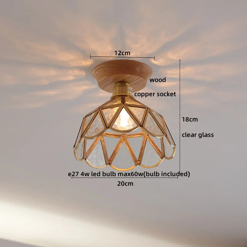 Afralia™ White Ceramic LED Ceiling Light with Wood Canopy for Kitchen and Living Room