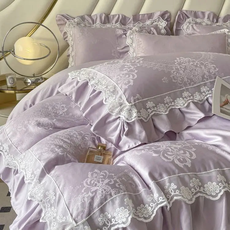 Afralia™ Silk Jacquard Bedding Sets: Summer Cool Quilt Cover Set, Various Sizes