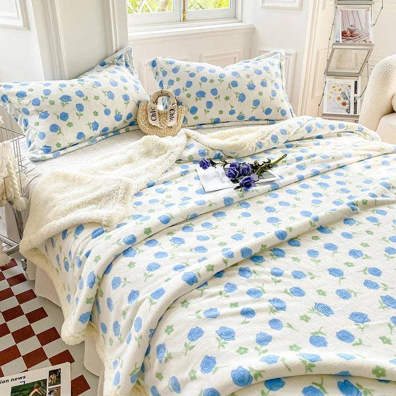 Afralia™ Cartoon Print Cozy Blanket - Milk Velvet & Cashmere - Winter/Spring Duvet Cover