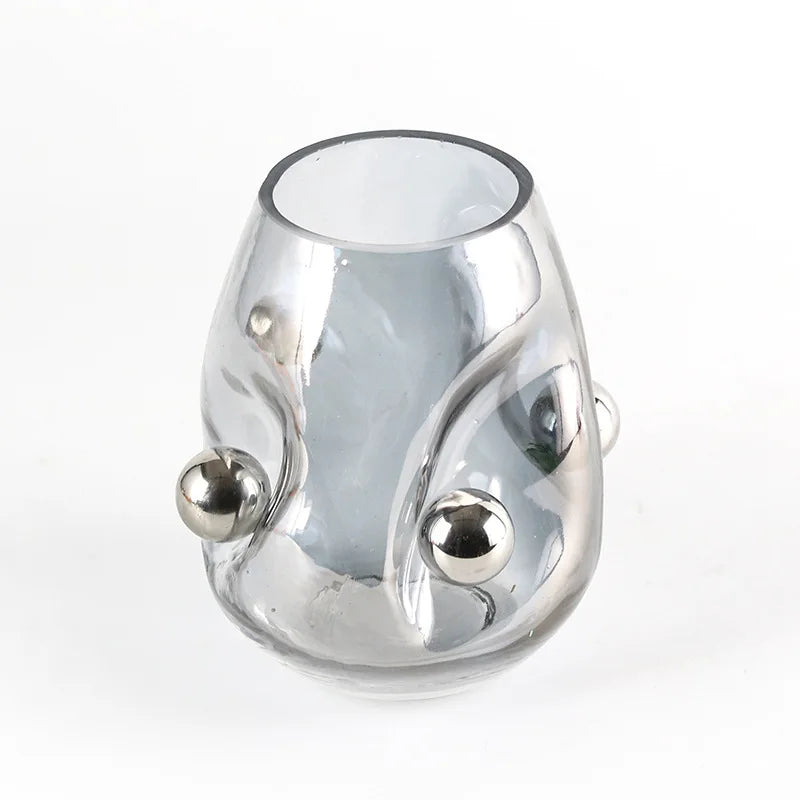 Afralia™ Geometric Silver Sphere Glass Vase - Hydroponics Terrarium & Home Decor