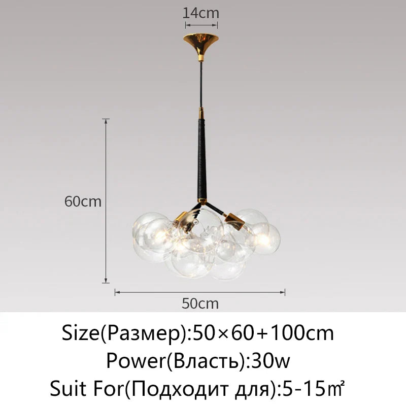 Nordic Glass Chandelier Ceiling Pendant Light by Afralia™. Luxe Home Decor Fixture for Living Room and Bedroom.