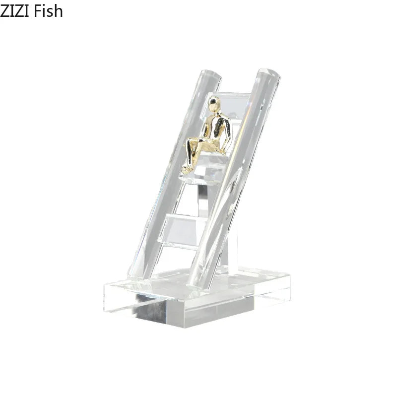Afralia™ Golden Figures Resin Sculpture: Creative Staircase Desk Decoration