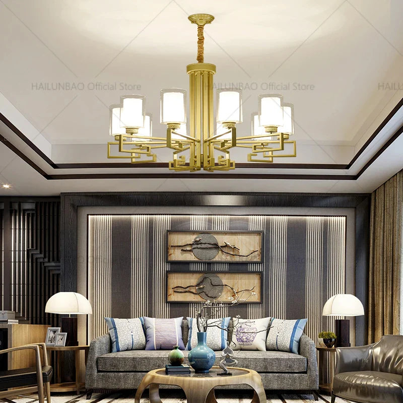 Afralia™ Retro Chinese Chandelier for Living Room Dining Bedroom Modern Villa Duplex