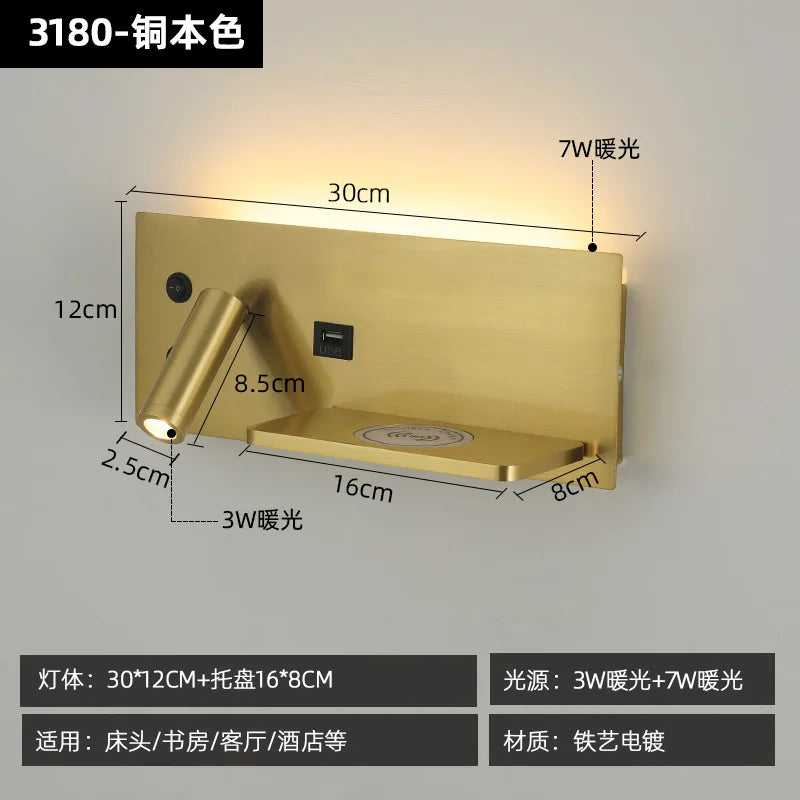 Afralia™ Wireless Charger Adjustable Headboard Spotlights