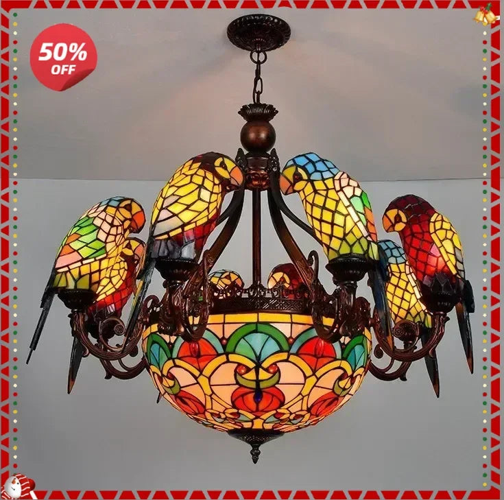 Afralia™ Glass Parrot Pendant Chandelier - Luxury Home Lighting Fixture