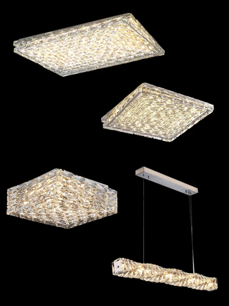 Afralia™ Glass Chandelier LED Ceiling Light Fixture Modern for Living Room Hotel Dining Hall