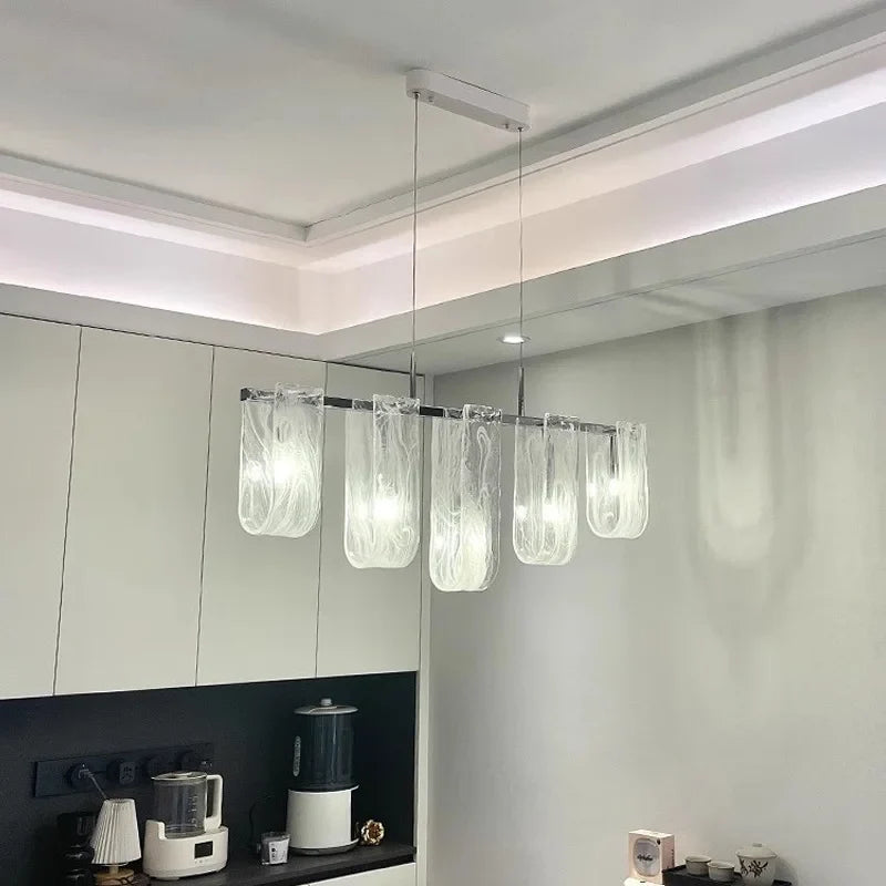 Afralia™ Glass Pendant Chandelier Ceiling Light Fixture for Home Dining Room Luxe Decor