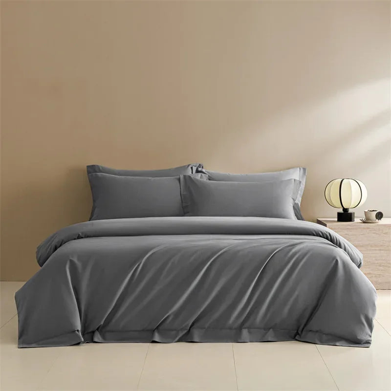 Afralia™ Solid Color 100% Cotton Bedding Set for Queen/King Size Beds