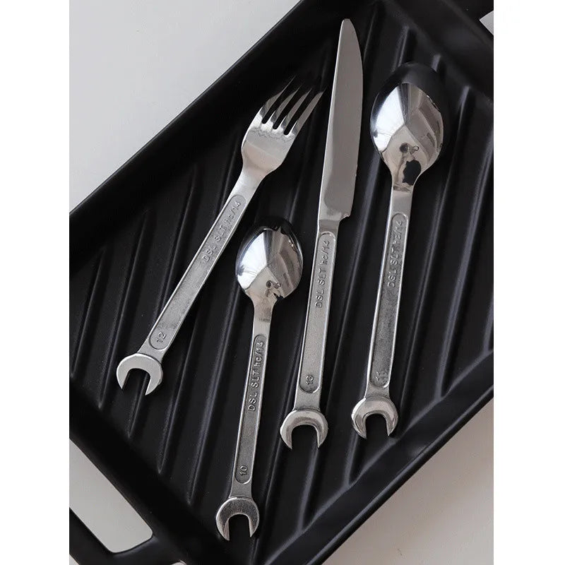 Afralia™ Stainless Steel Cutlery Set - Wrench Knife Fork Spoon Kitchen Accessories