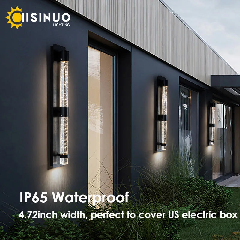 Afralia™ Crystal Bubble LED Wall Lamp: Stylish Exterior Lighting for Garden, Porch & Entryway