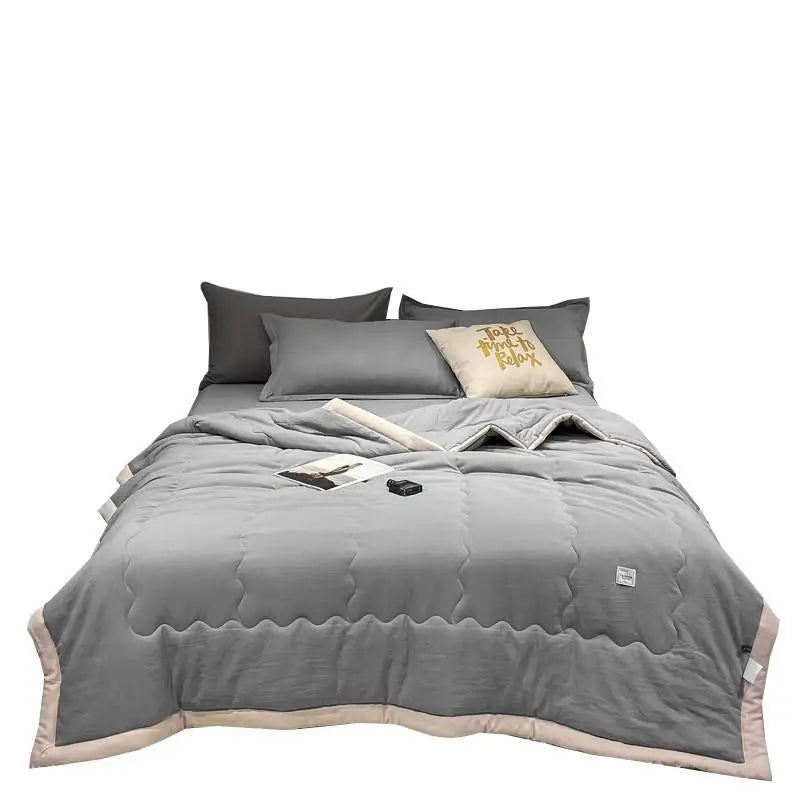 Afralia™ Cooling Cotton Quilt with Washable Core for Single Bed in Dorm