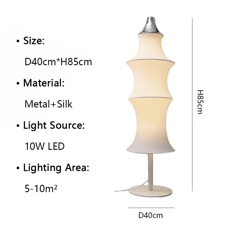 Afralia™ Cream Silk Japanese LED Floor Lamp for Modern Living Room Décor