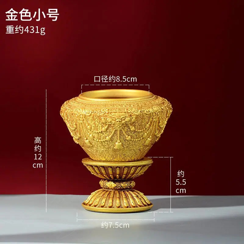 Afralia™ Resin Shakyamuni Buddha Handheld Carved Bowl, Eight Auspicious Household Mouni Bowl