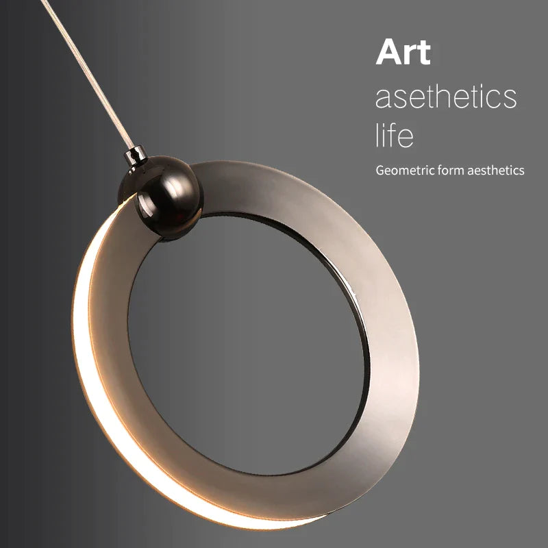 Afralia™ Circle Bar Pendant Light: Modern Minimalist Bedside Chandelier for TV Background Wall