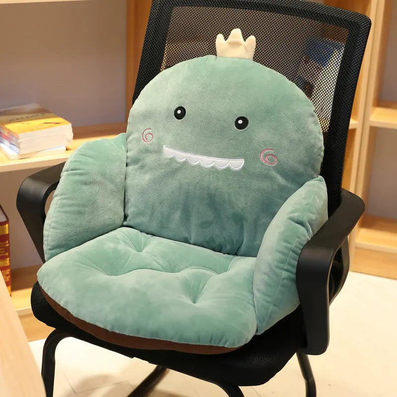 Afralia™ Pink Cartoon Animal Plush Office Chair Cushion Supports Lumbar - Soft Comfort Office Pillows